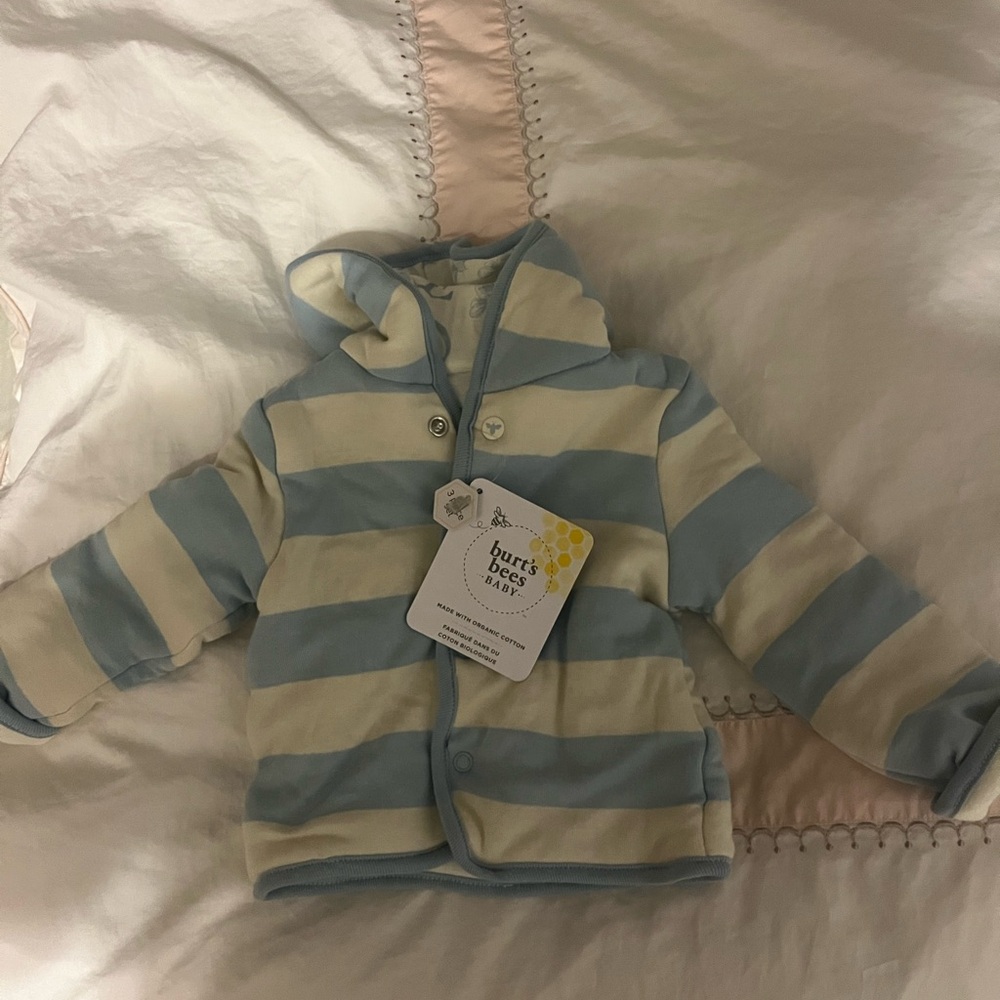 Burt's Bees Cream and Blue Baby Hoodie